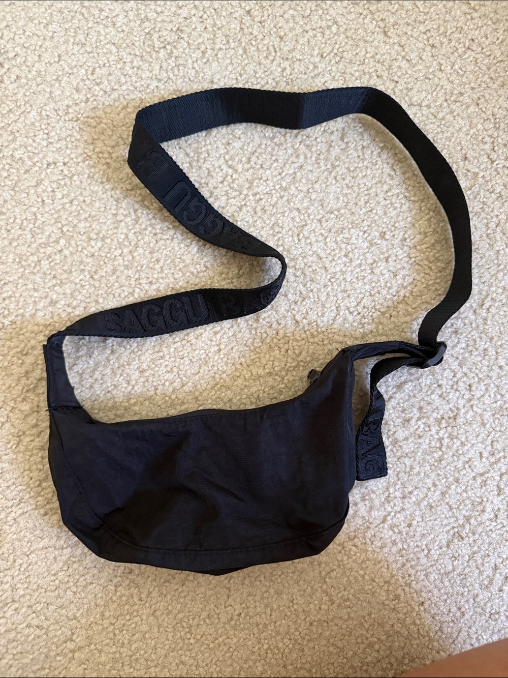 Baggu black crossbody Sling Bag with Branded adjustable Strap